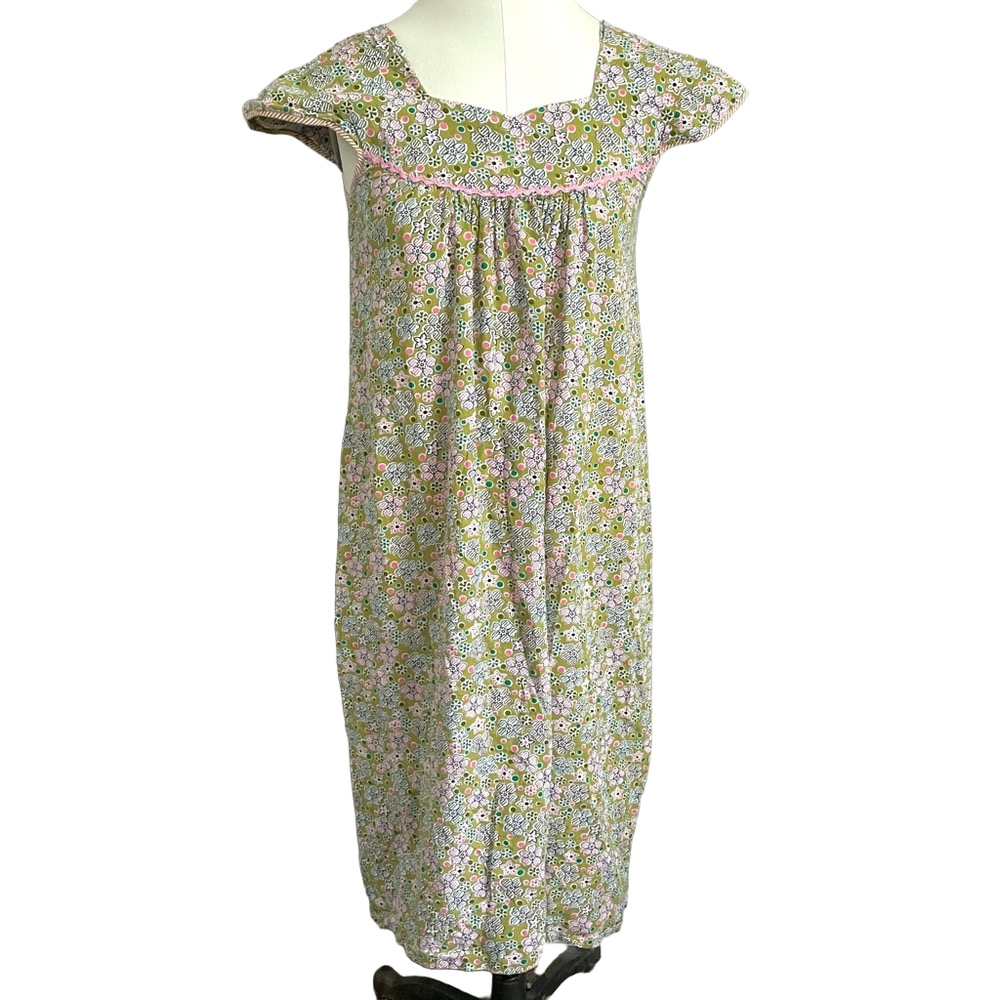 Vintage Floral Cotton Nightgown Dress w/ Cap Sleeves - Small - Picture 3 of 10